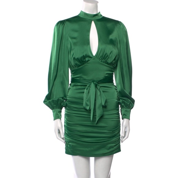 NWT Majorelle Bristol Mini Dress SZ XS Green Cutout Sexy Ruched Flattering - Picture 3 of 5